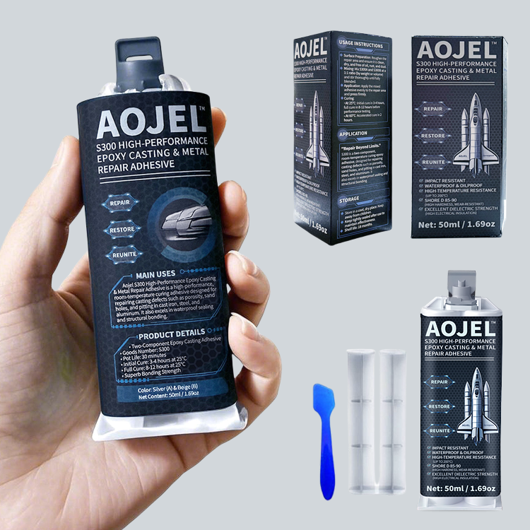 Aojel S300 High-Performance Epoxy Adhesive (2-Pack) – Industrial Metal Repair Glue for Steel, Aluminum, Plastic, Ceramic & More