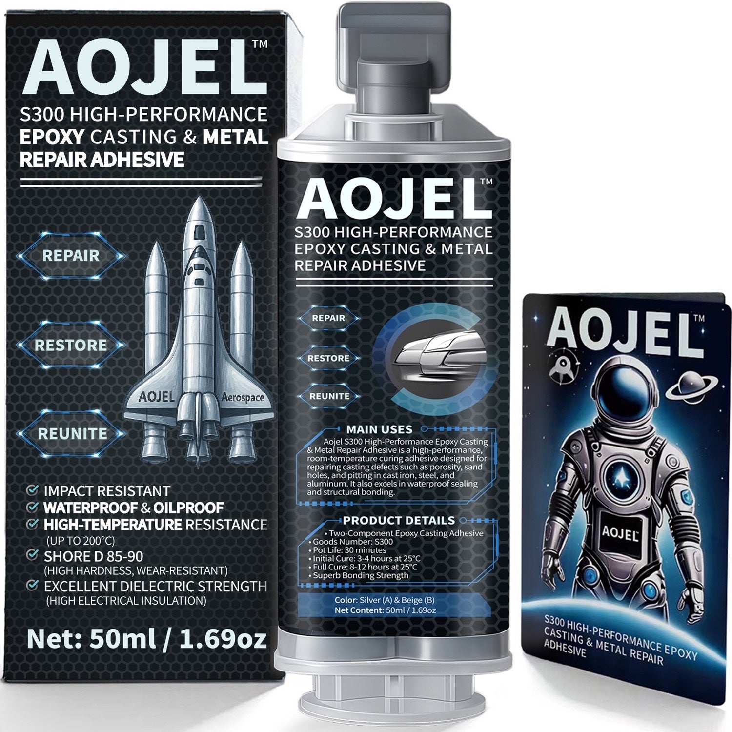 AOJEL S300 Core metal epoxy product box and cartridge