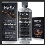 HerFix MicroBond L3 precision clear repair epoxy product box and cartridge