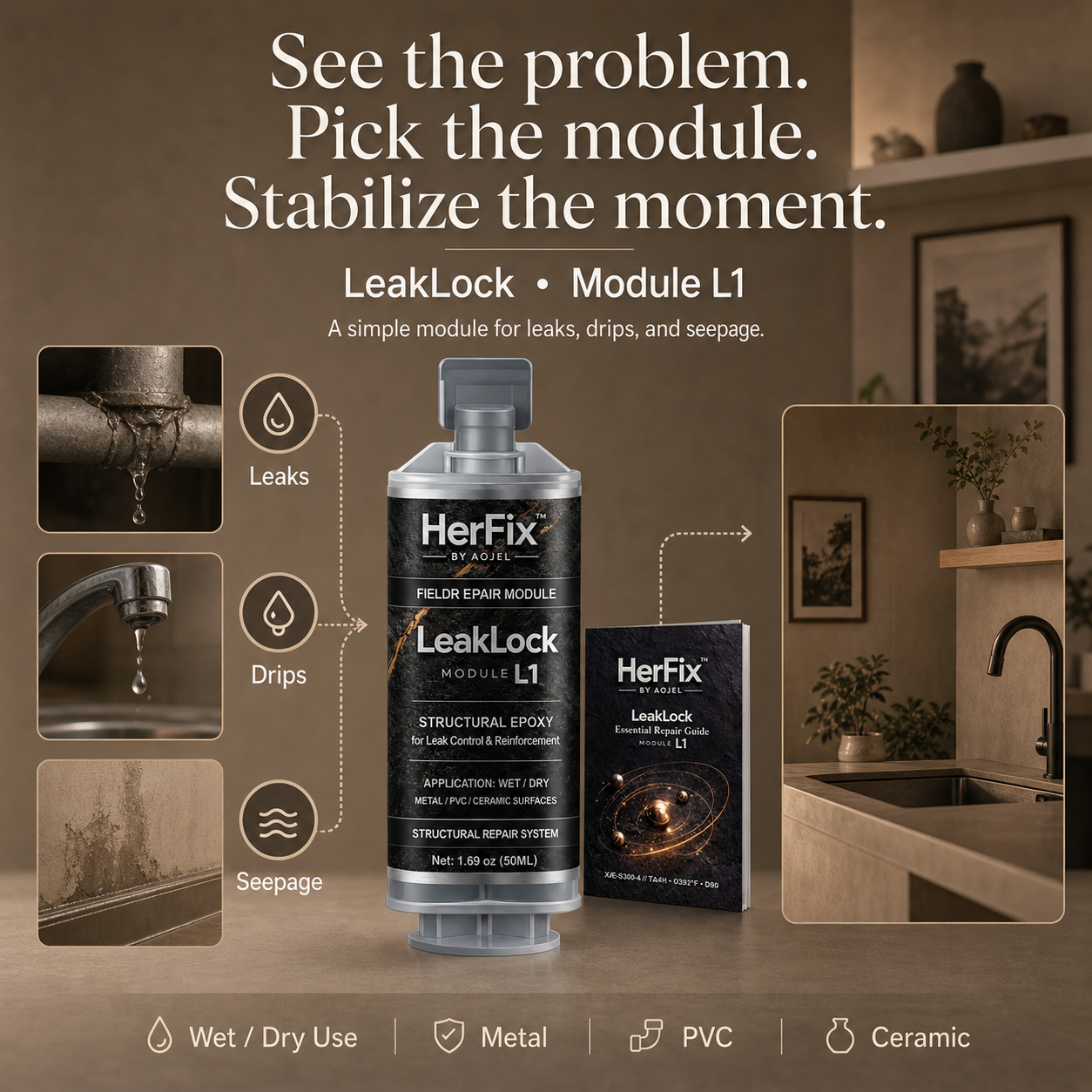HerFix LeakLock L1 Household Leak Repair Epoxy
