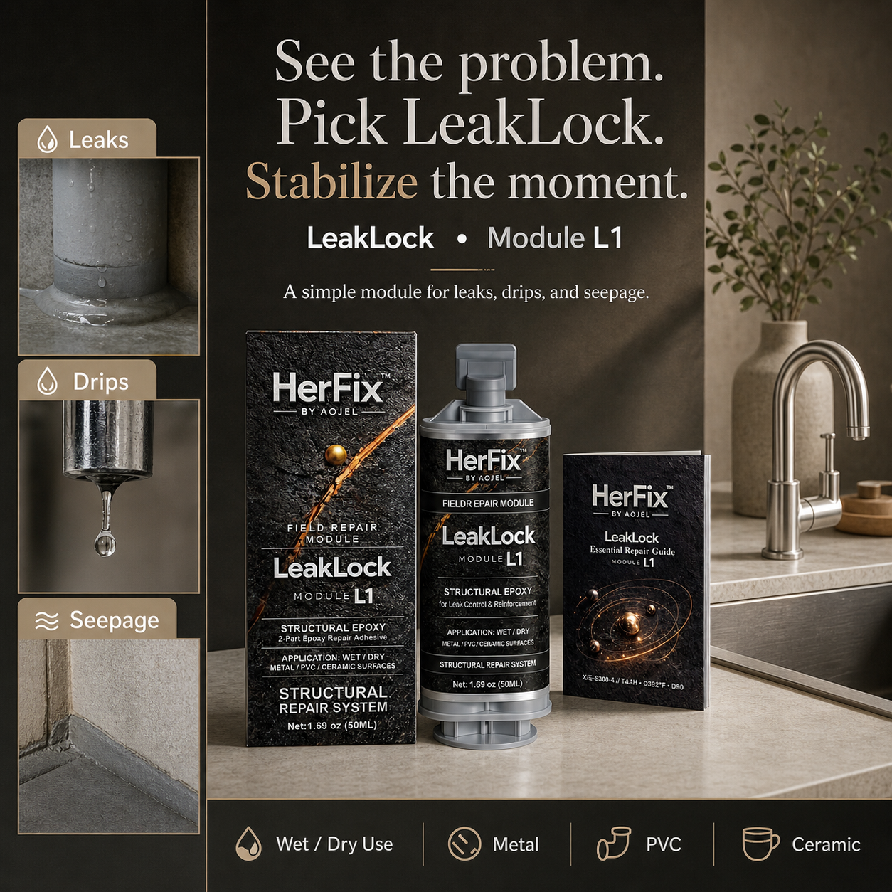 HerFix LeakLock L1 Household Leak Repair Epoxy