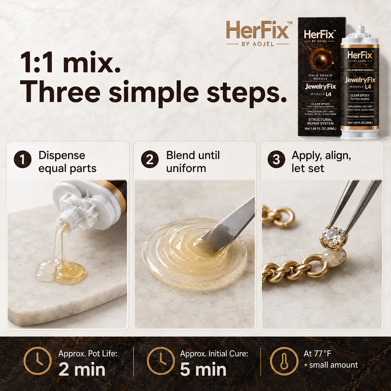 HerFix JewelryFix L4 Clear Jewelry Repair Epoxy