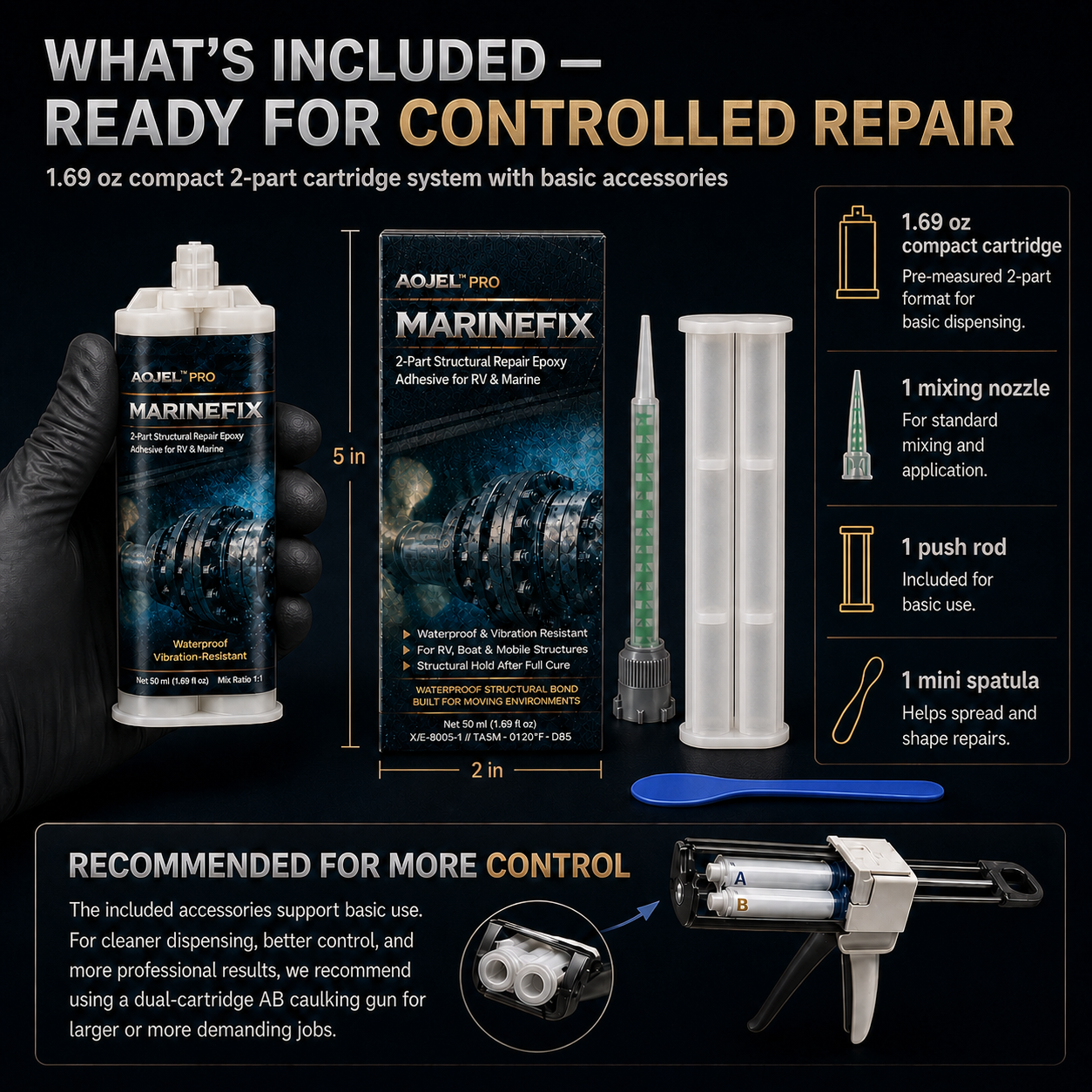 AOJEL Pro MarineFix Marine and RV Repair Epoxy