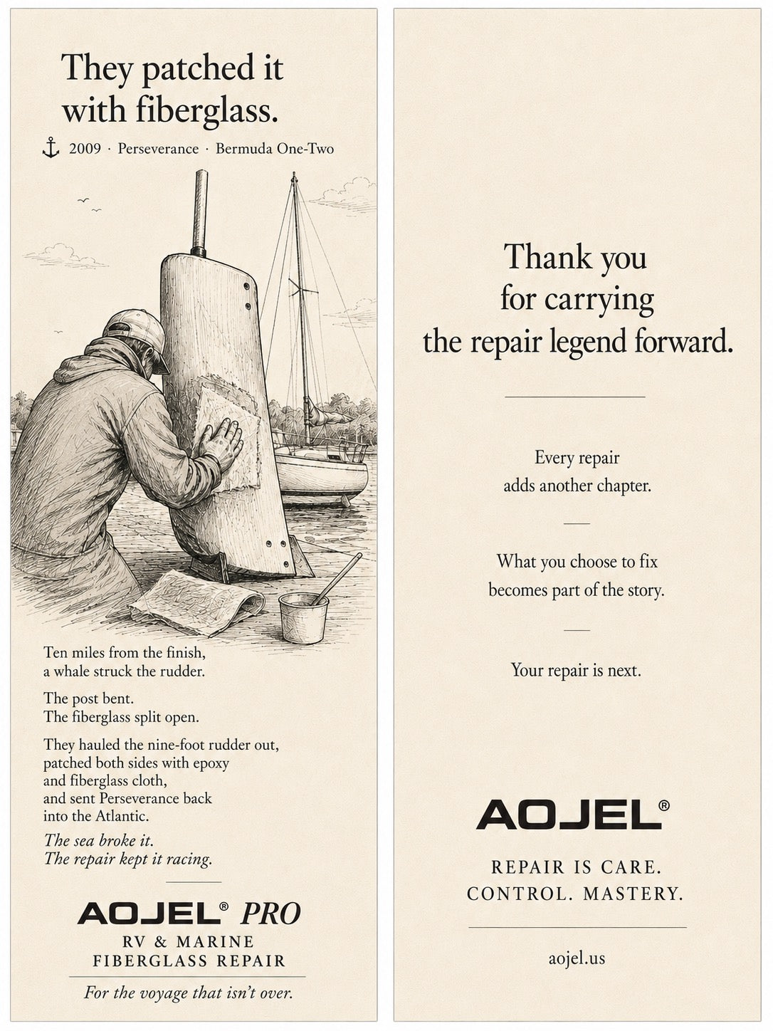 AOJEL PRO RV & Marine Fiberglass Repair — repair legend story card: They patched it with fiberglass.